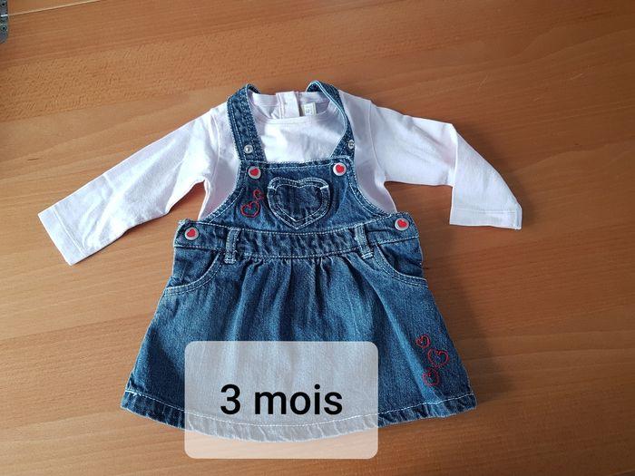 Ensemble robe salopette t-shirt 3 mois - photo numéro 1