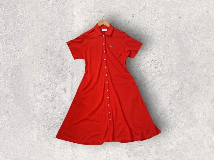 Robe Lacoste rouge mi longue ceintrée a poches avec ceinture taille 36 - photo numéro 1