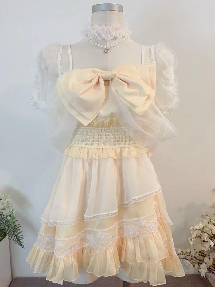 Dress Robe Yellow Rose Cute Kawaii Princess Barbie Cosplay Lolita - photo numéro 7