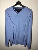 Pull col en v pour homme Tommy Hilfiger bleu ciel taille M 066