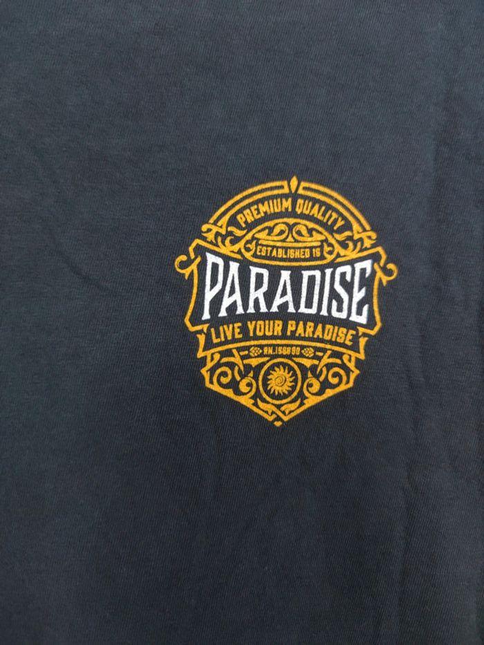 T-shirt Live Your Paradise Y2k Vintage Noir Taille M Homme - photo numéro 3