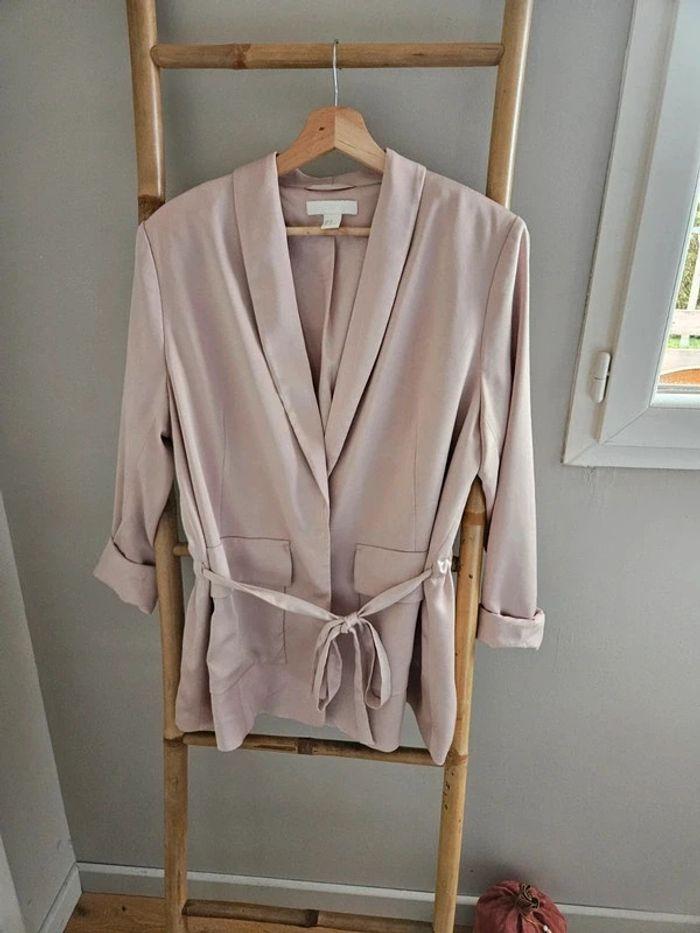 Blazer satiné cérémonie rose poudré H&M 44 - photo numéro 1