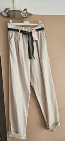 Pantalon paperbag neuf beige