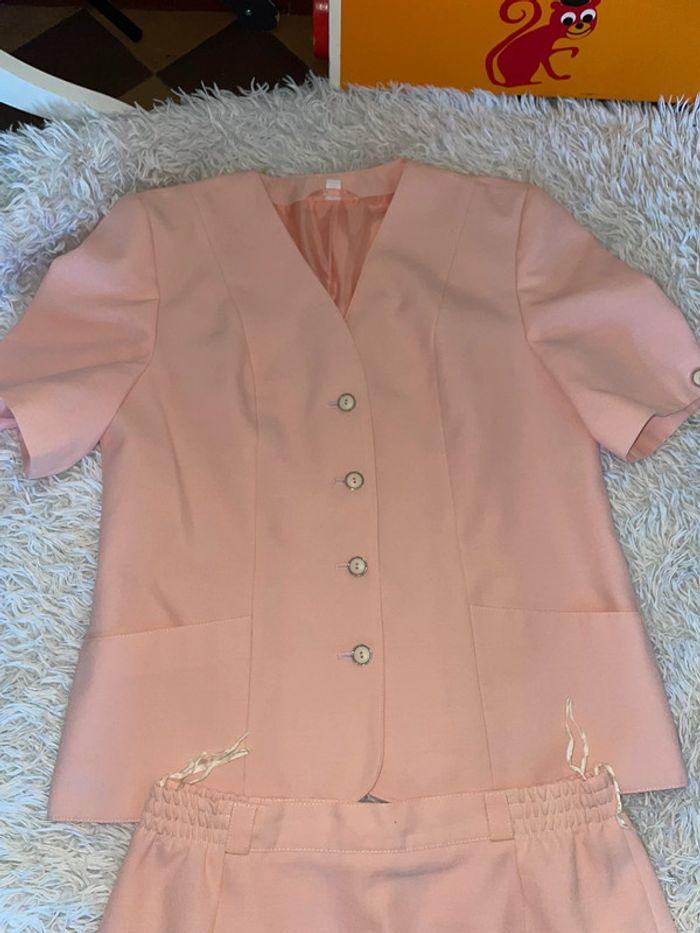 Tailleur jupe rose pastel taille 44 - photo numéro 4