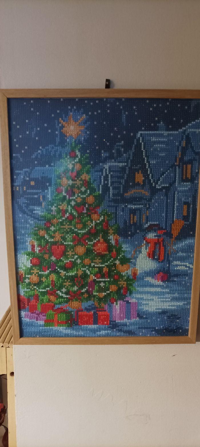 Tableau Diamond Painting fait 30 X 40 sapin de Noël - photo numéro 1