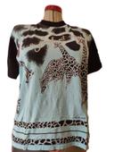 Tee shirt ciel noir dessins Girafes argenté Michel Adam Taille 40/42