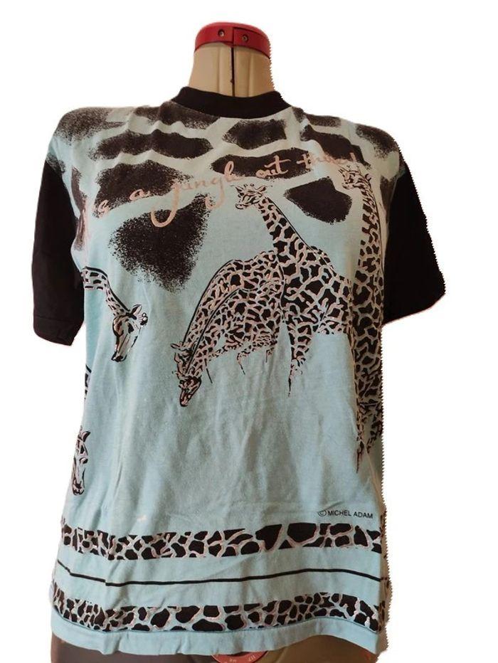 Tee shirt ciel noir dessins Girafes argenté Michel Adam Taille 40/42 - photo numéro 1