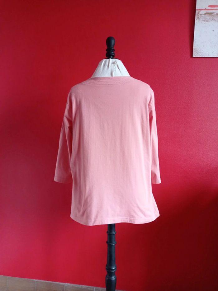 Tee-shirt manches 3/4 Taille 46 coton rose - photo numéro 4