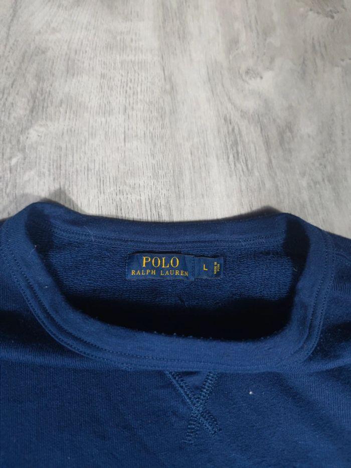 Pull Crewneck Ralph Lauren Léger Bleu Marine Logo Brodé Orange Taille L Homme - photo numéro 6