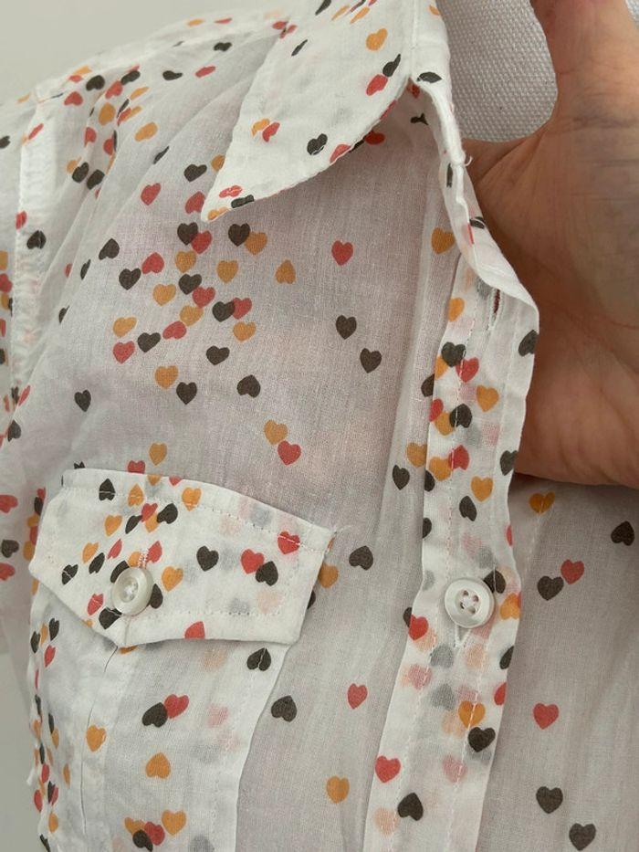 Blouse Manches Courtes Manguun Blanc à Petits Cœurs Multicolores 🎈 Taille 38 - photo numéro 2