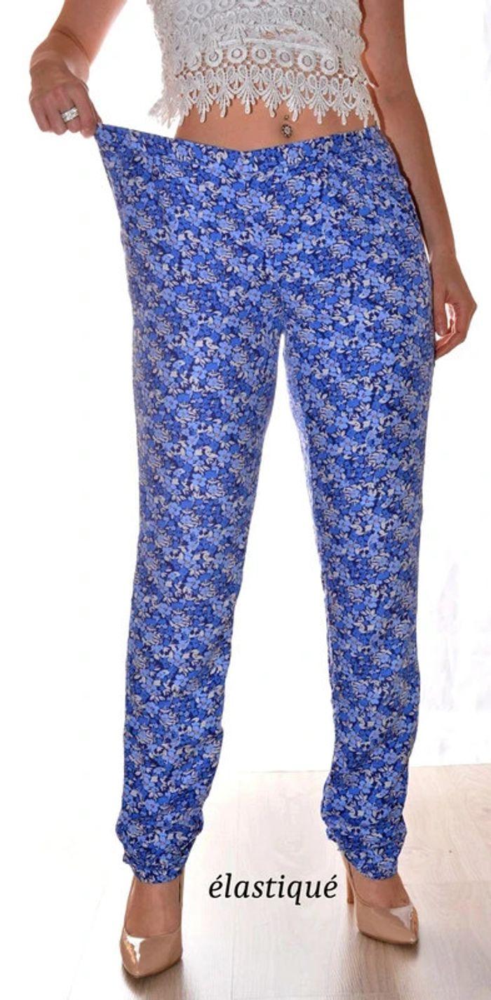 pantalon fin et élastiqué décontracté féminin motif floral taille 40 - photo numéro 8