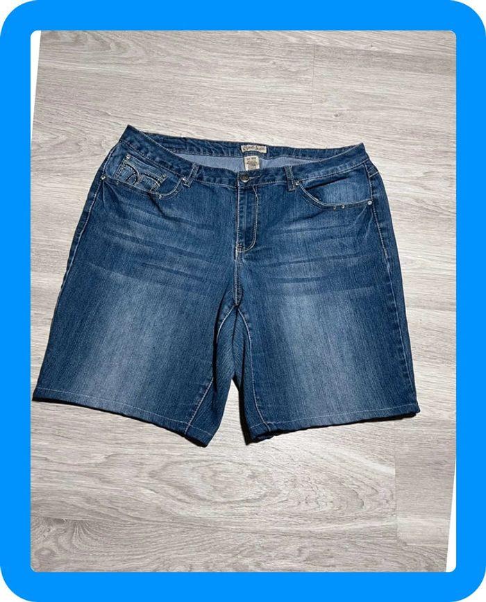 🩳 Short vintage brodé hip hop en jean Bleu Taille XL 🩳 - photo numéro 2