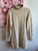 Robe pull d’hiver Sud Express beige en maille torsadée - taille S oversize