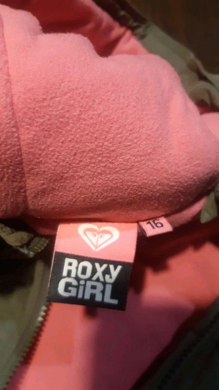 Doudoune chaude confortable et douce kaki et rose de marque Roxy fille 16 ans - photo numéro 7