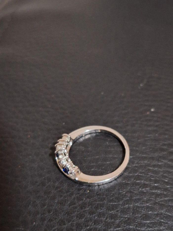 Bague argent massif poinçonné avec 5 pierres - photo numéro 4