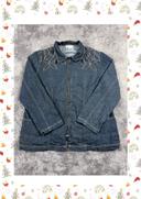 👕 Veste en Jeans fine avec broderie vintage y2k Bleu Marine Taille L 👕