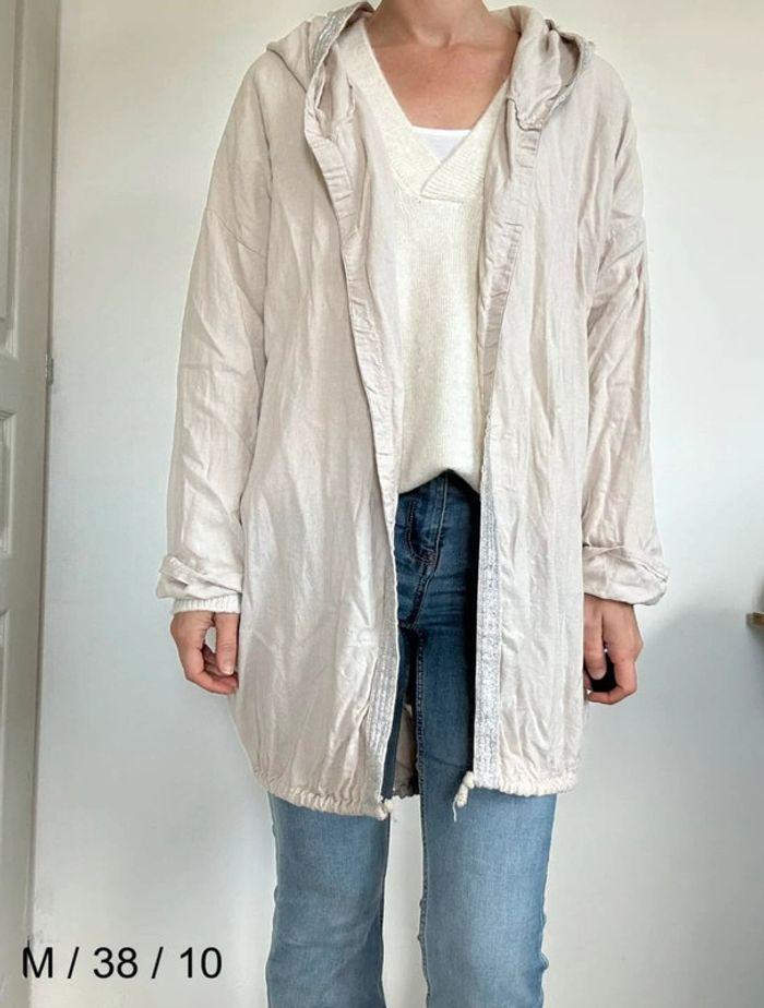 Veste légère longue beige Made In Italy taille 38 💖 - photo numéro 2