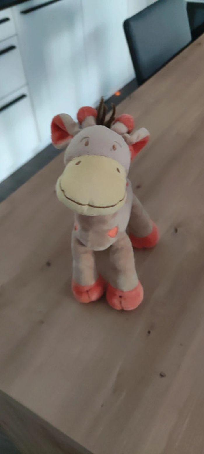 Doudou Girafe Nicotoy Beige et orange - photo numéro 7