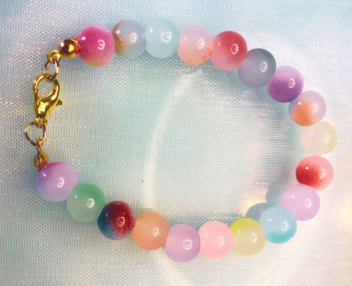 Bracelet avec perles en verre 8mm – Multicolore 2 - photo numéro 3