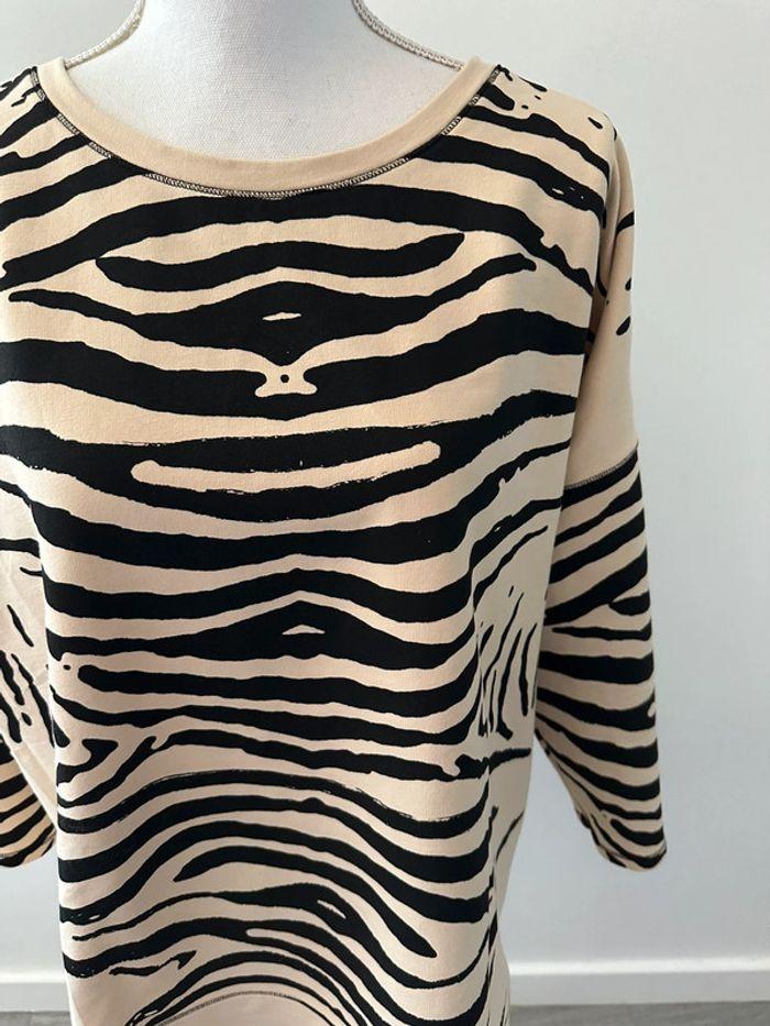 Sweatshirt oversize zèbre beige et noir Hauber T44 XXL - photo numéro 2