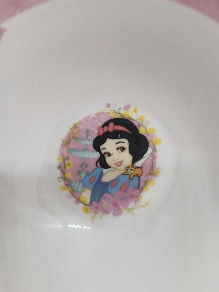 Assiette porcelaine creuse soupe Disney princess blanche neige snow white rose blanc oiseau écureuil - photo numéro 2