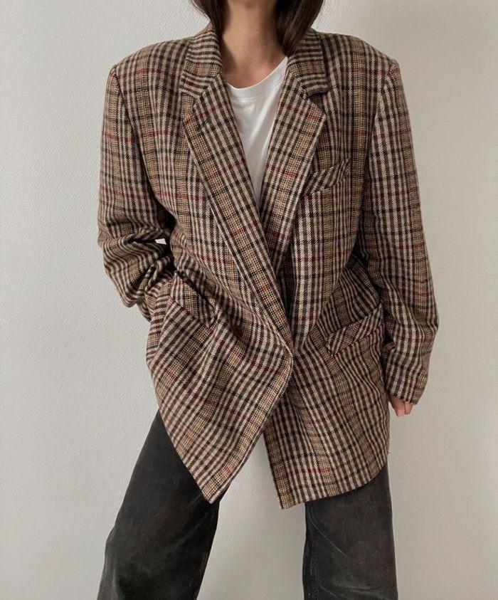 Oversized blazer à carreaux multicolore - photo numéro 7