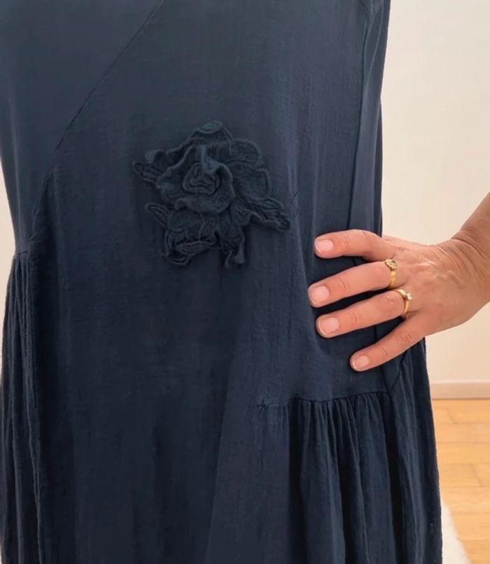 SOLDÉ Robe longue en gaze de coton bleu marine taille unique SMLXL - photo numéro 9