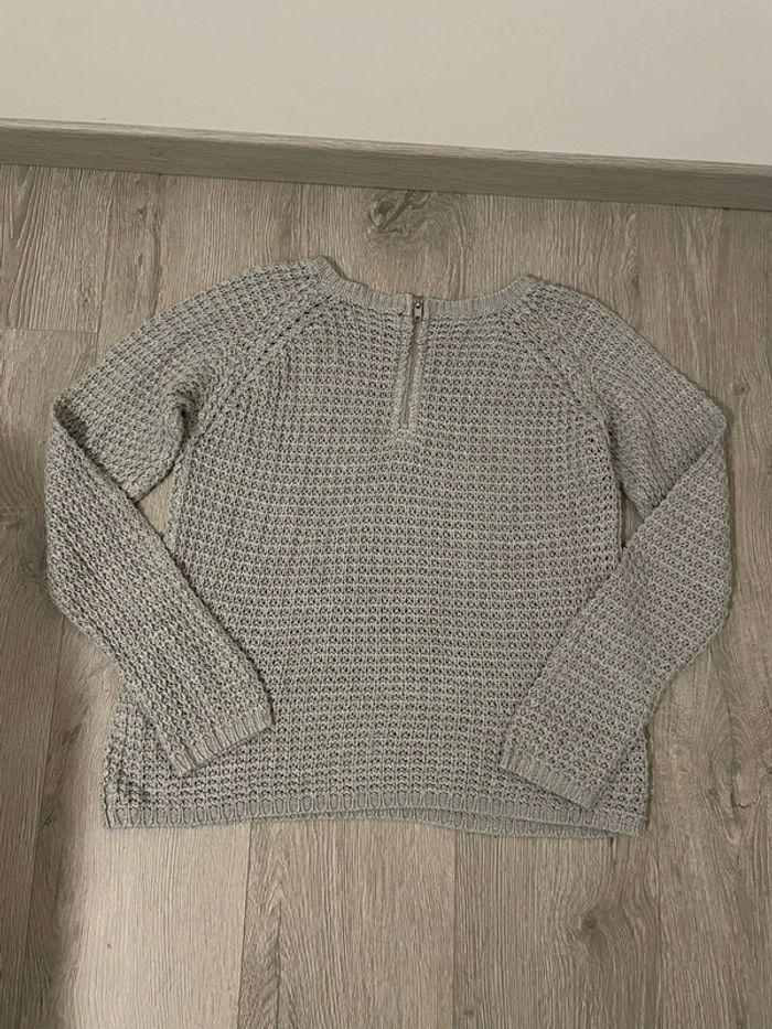 Pull gris manche longue en crochet transparent only taille S - photo numéro 7