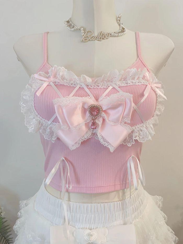 Top débardeur rembourré Barbie Pink Cute Kawaii Manga Anime Cosplay Lolita Princesse - photo numéro 5