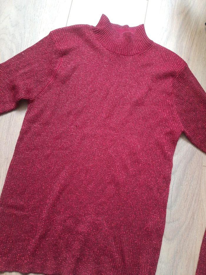 Pull paillette rouge bordeaux - photo numéro 4