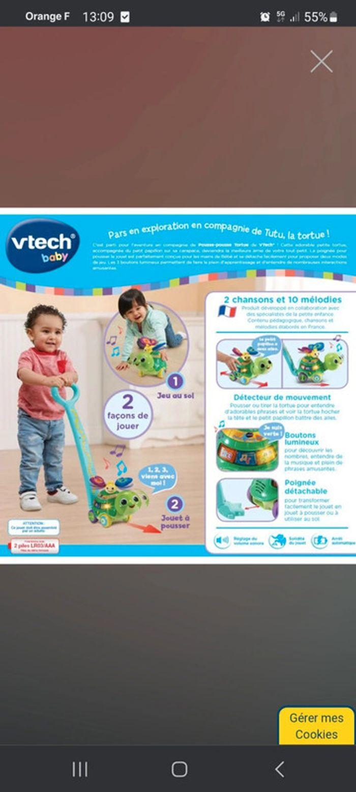 Tortue pouss pouss vtech - photo numéro 2