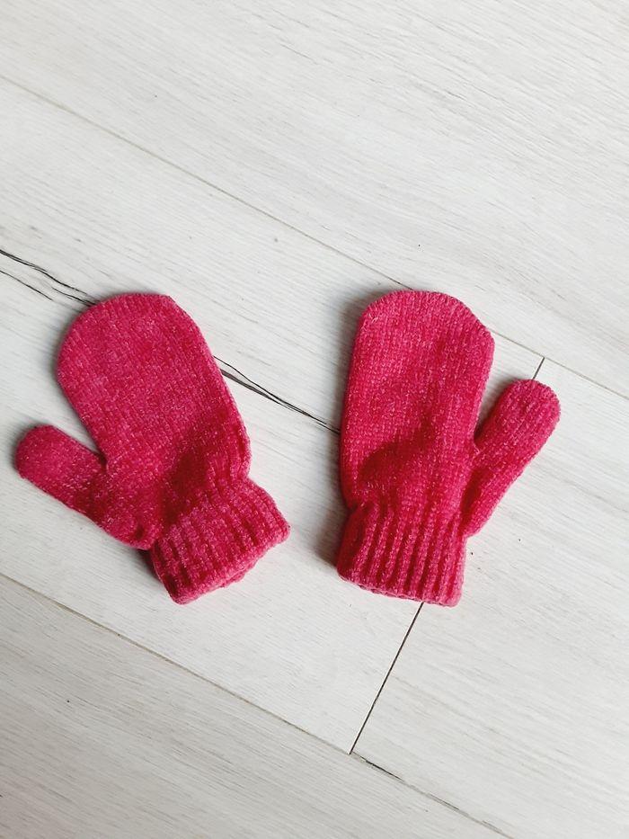 Vêtement enfant moufles gants roses taille unique Herlaine Paris Neuf - photo numéro 2