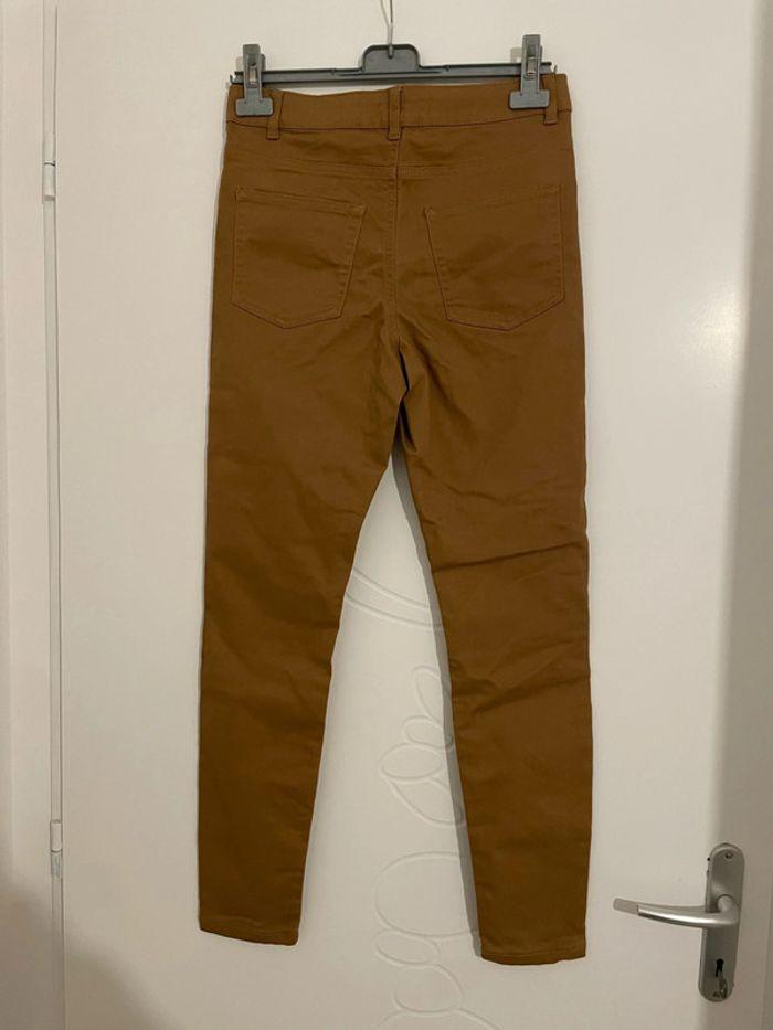 Pantalon camel beige moutarde taille haute coupe skinny neuf denim co taille 40 - photo numéro 4