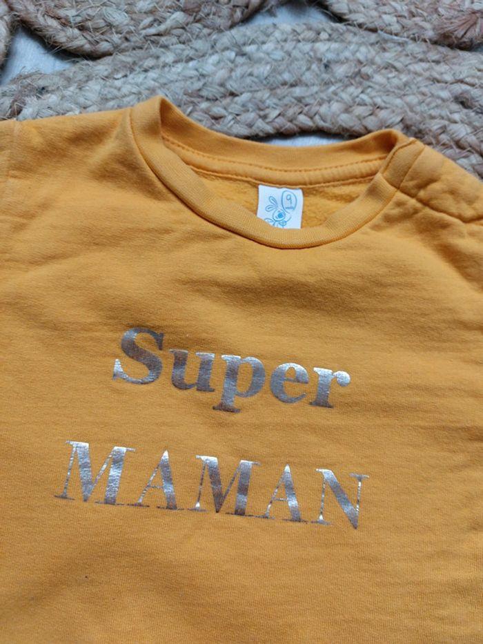 Pull jaune super maman mixte 9 mois - photo numéro 2