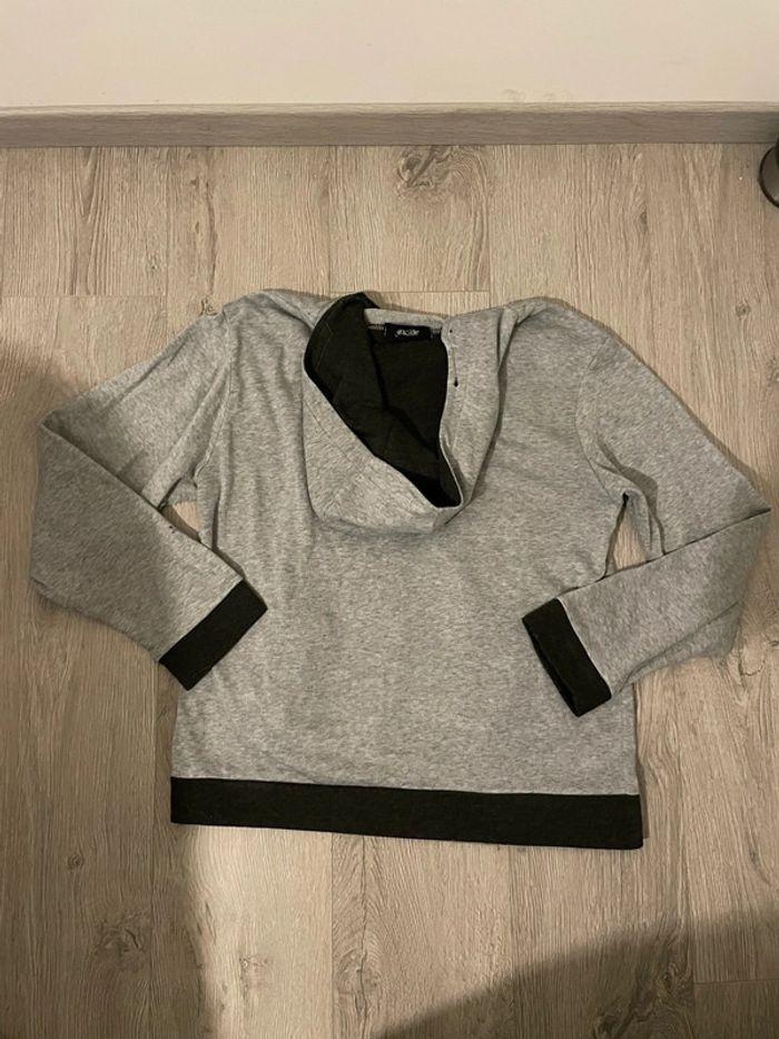 Gilet sweat zip à capuche gris et noir HGE ND taille M - photo numéro 5