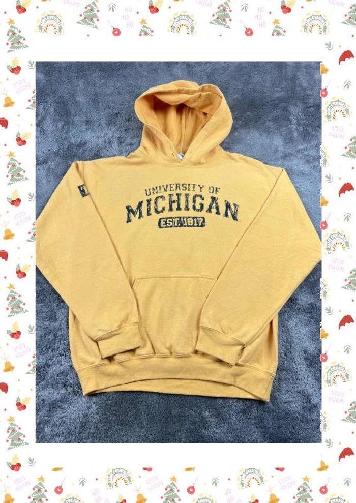 👕 Sweat à capuche Veste University Rare Vintage y2k 90s 2000s Michigan Jaune Taille M 👕 - photo numéro 1