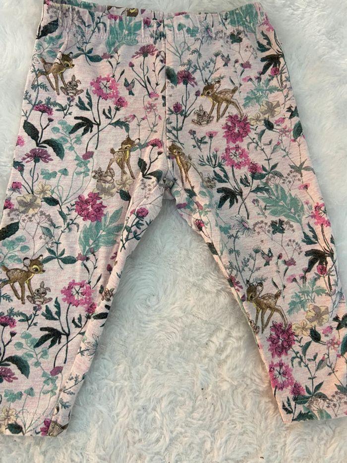 Leggins pantalon rose fleurs Bambi Disney 6/9 mois 74 cm tbe - photo numéro 2