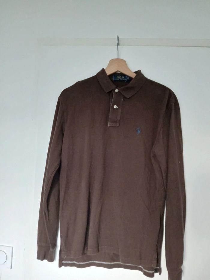 Polo manches longues ralph lauren marron XS - photo numéro 1