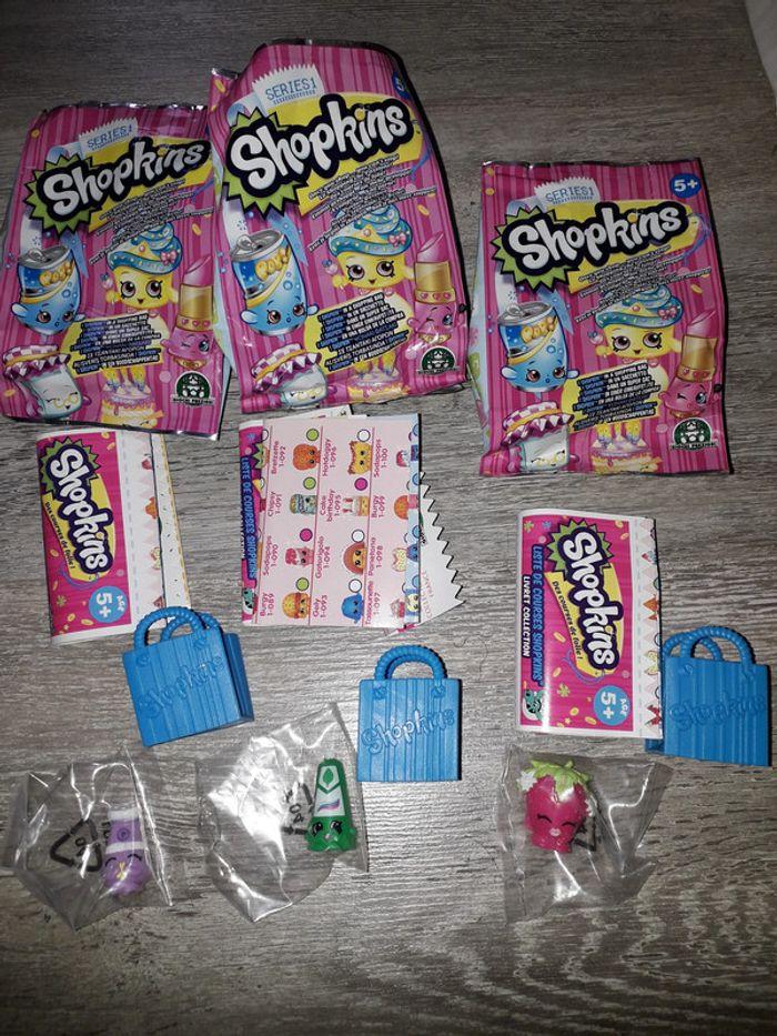 3 shopkins avec leur paniers neuf avec emballage