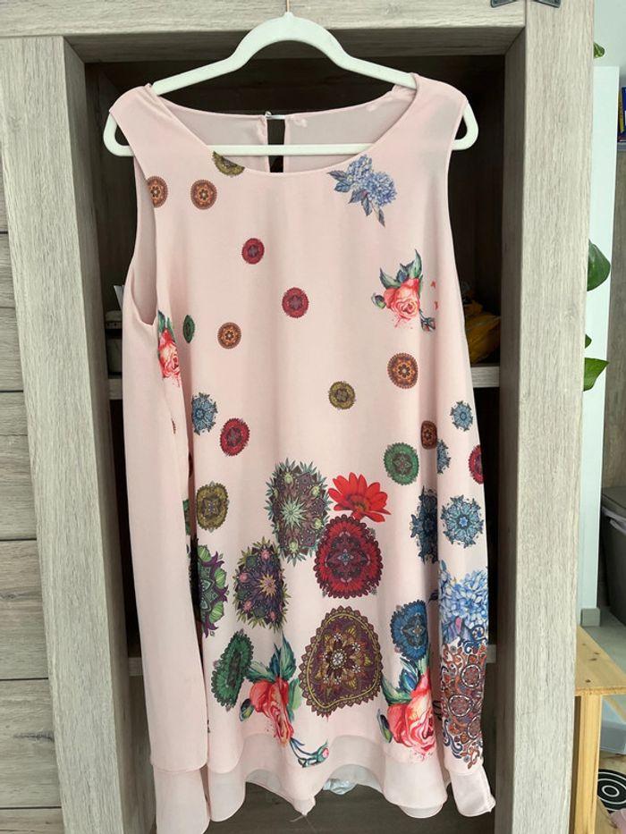 Robe voile rose à motif taille unique - photo numéro 1