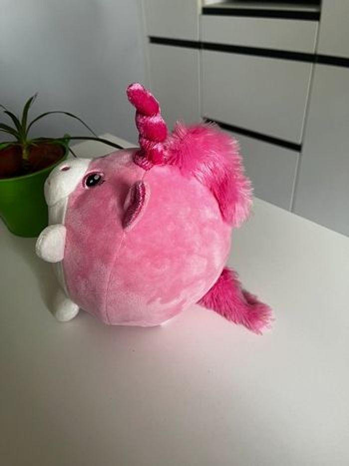 Peluche boule licorne rose et blanche a mémoire de forme NEUVE - photo numéro 2