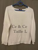 Pull homme de mi saison blanc col ras du cou nid d’abeille Ce & Ce taille L