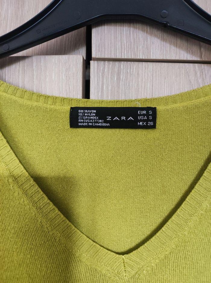 Pull vert anis / Citron 36 Zara - photo numéro 2