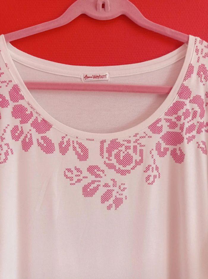 Tee-shirt T.42 Blanc et rose Anne Weyburn - photo numéro 2