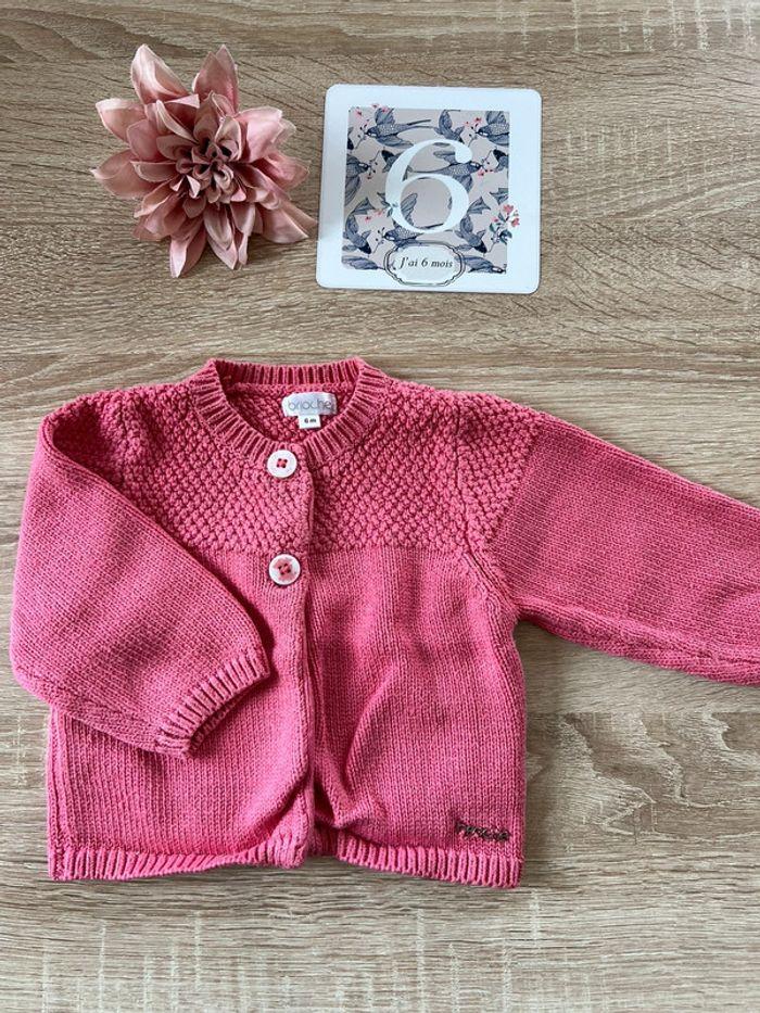 Joli gilet rose Brioche 6 mois TBE - photo numéro 1