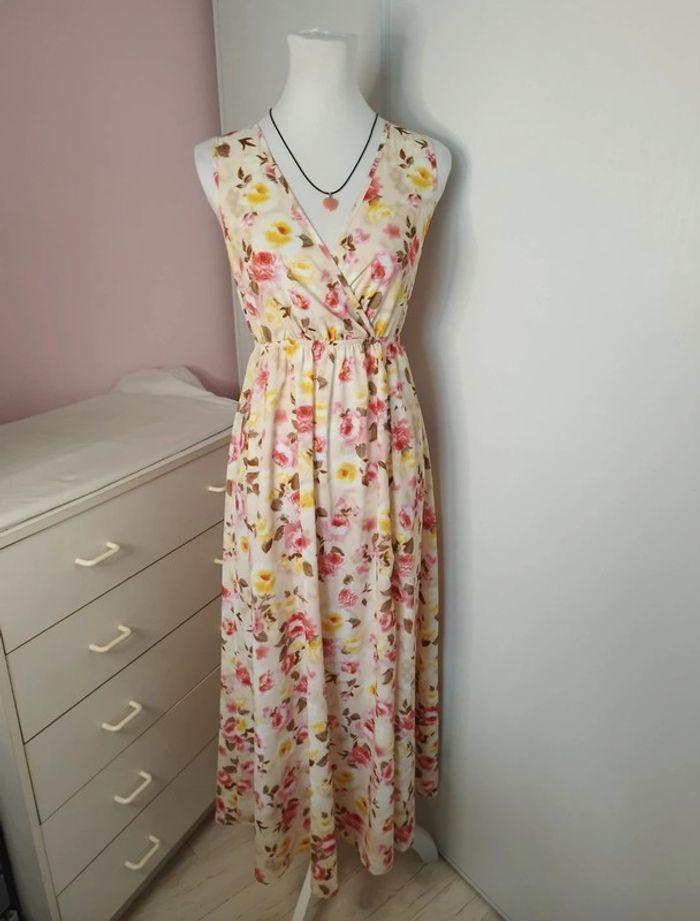 Robe longue fine a fleurs été et soirée fendue femme taille S, 36  💛 - photo numéro 1