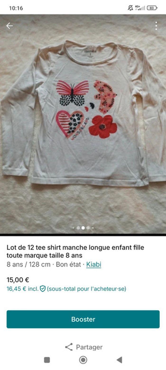 Lot de tee shirt manche longue  enfant fille toute marque taille 08 ans - photo numéro 5