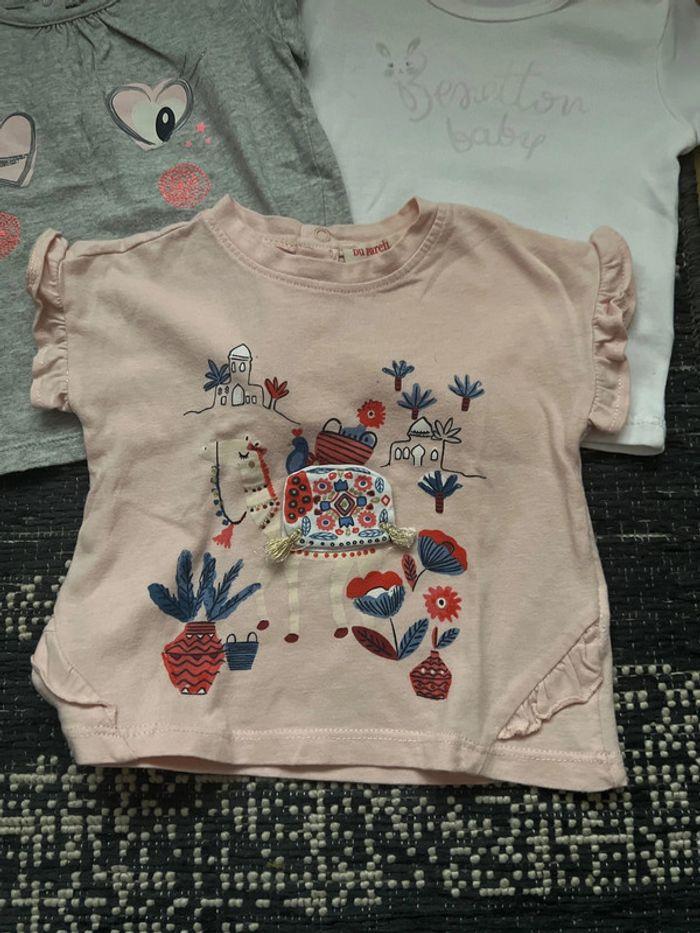 Lot t-shirt bébé fille 6 mois DPAM/Benetton - photo numéro 2