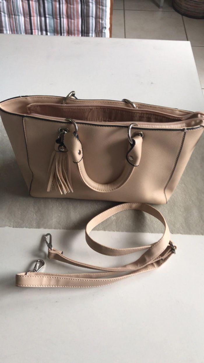 Sac à mains rose poudré / beige - photo numéro 1