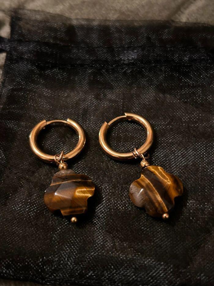 Boucles d’oreilles œil de tigre - photo numéro 5